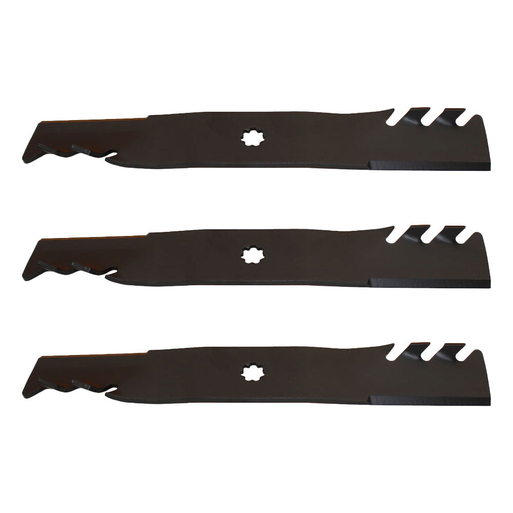 Set of Three Mulching Toothed Mower Blades Fits John Deere GX21784 GX21786 GY208
