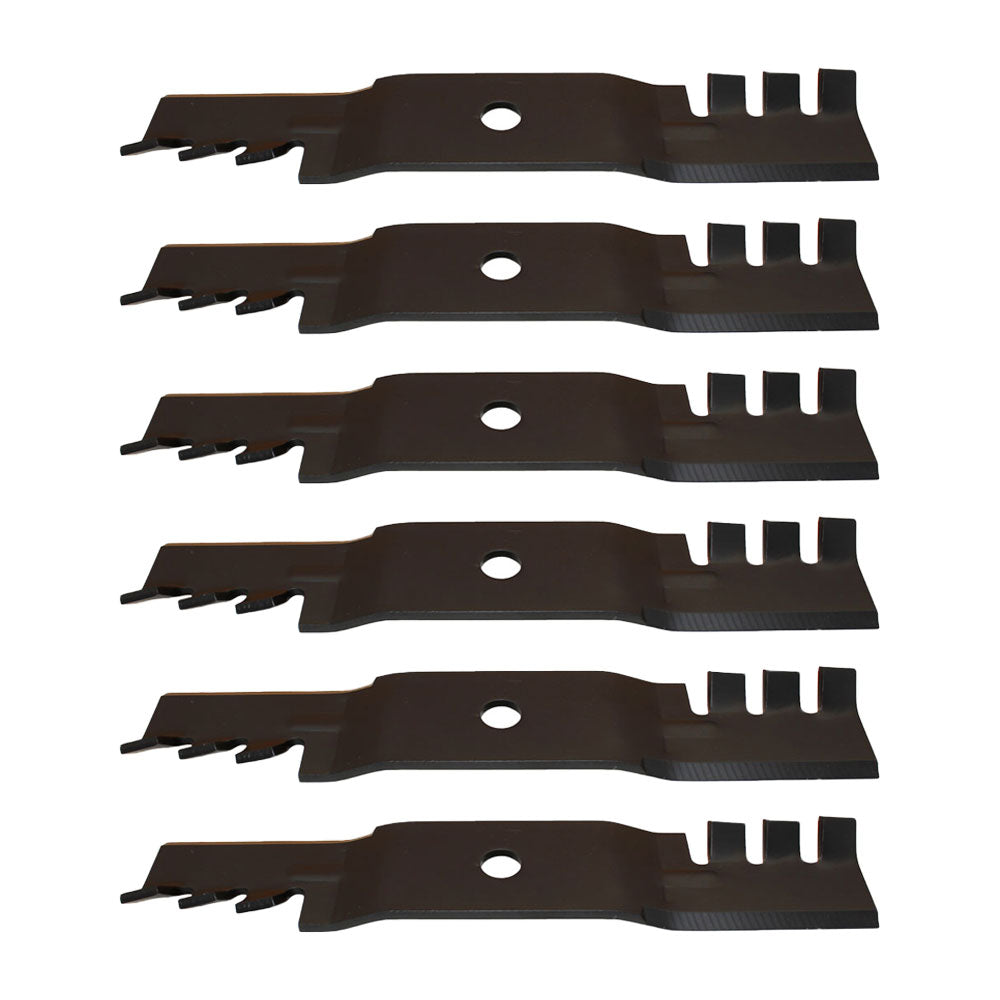 Six (6) Interchangeable Toothed Mulching Blades Fits John Deere Zero-Turns