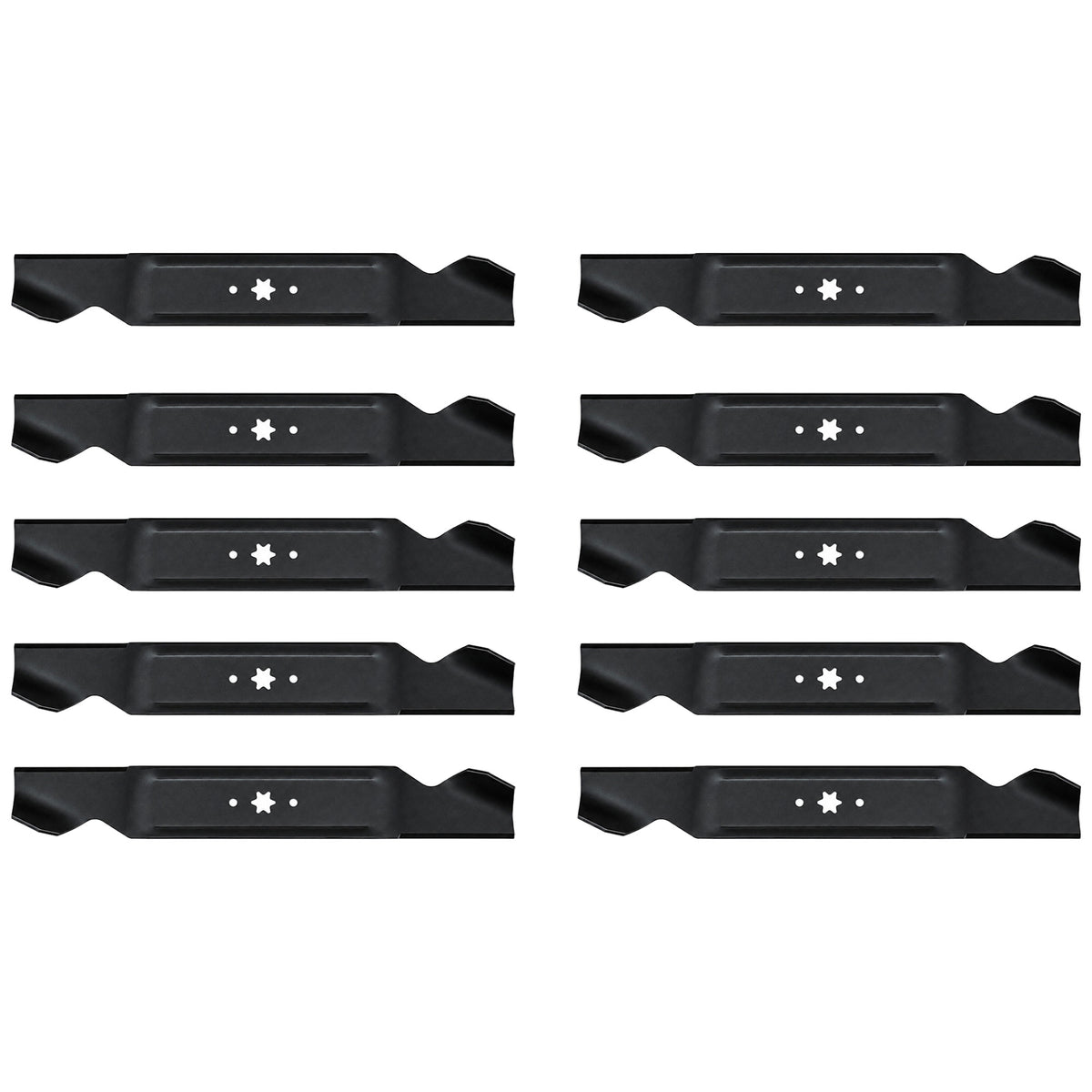 Set of (10) 21-3/16" X 6 Point Star Mower Blades  Fits Multiple Mower Models