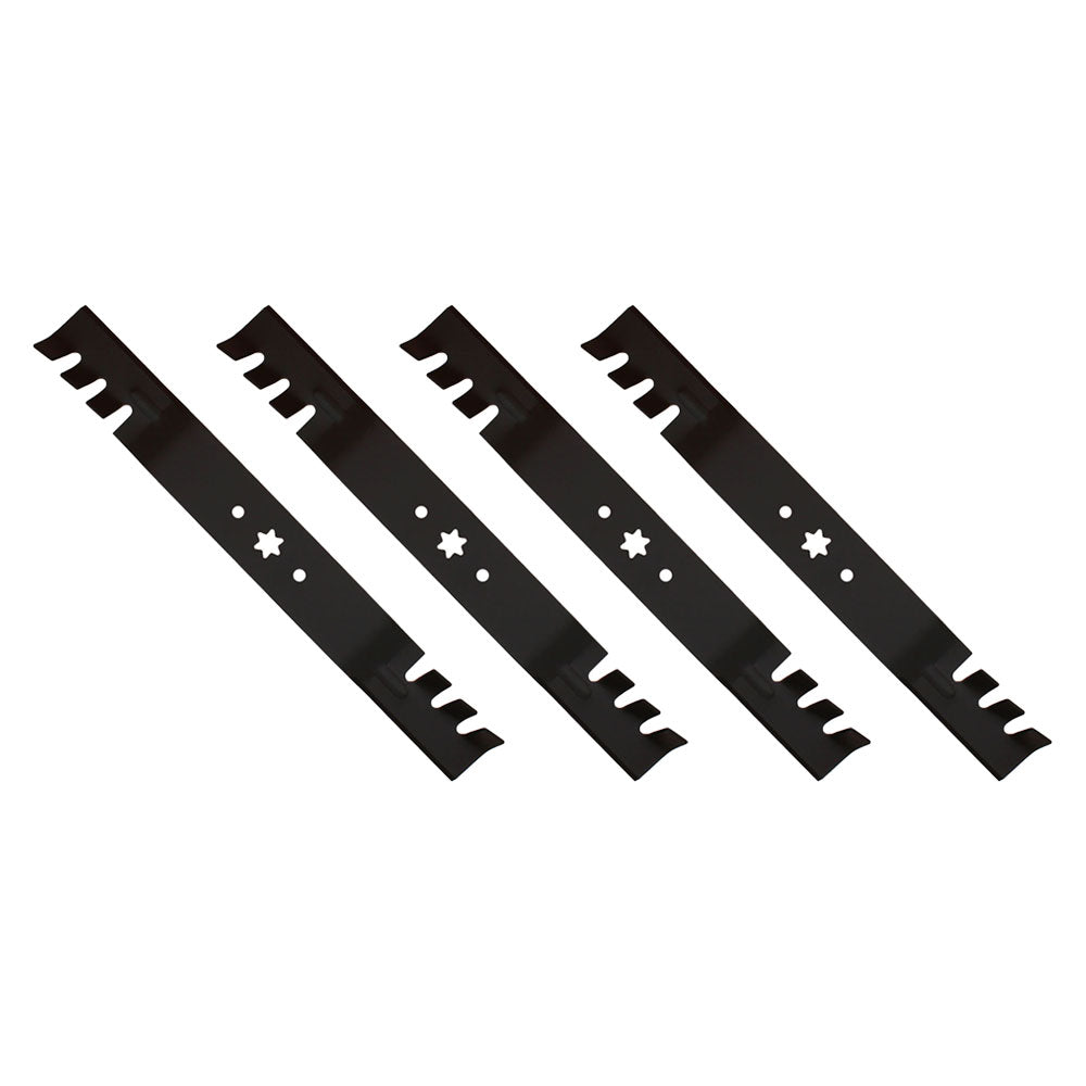 (4) Replacement 21-3/16" X 6 Point Star Mulching Blades- Toothed Fits MTD Mowers