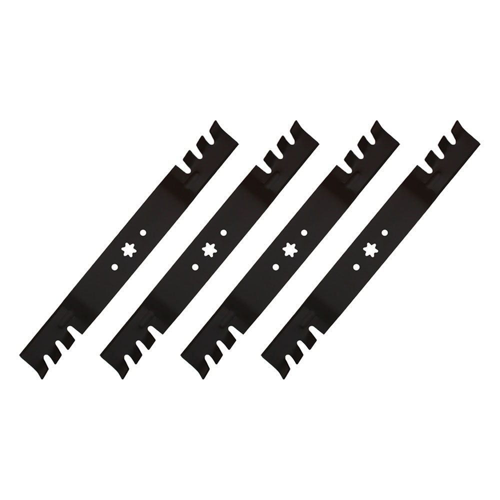 (4) Replacement 21-3/16" X 6 Point Star Mulching Blades- Toothed Fits MTD Mowers