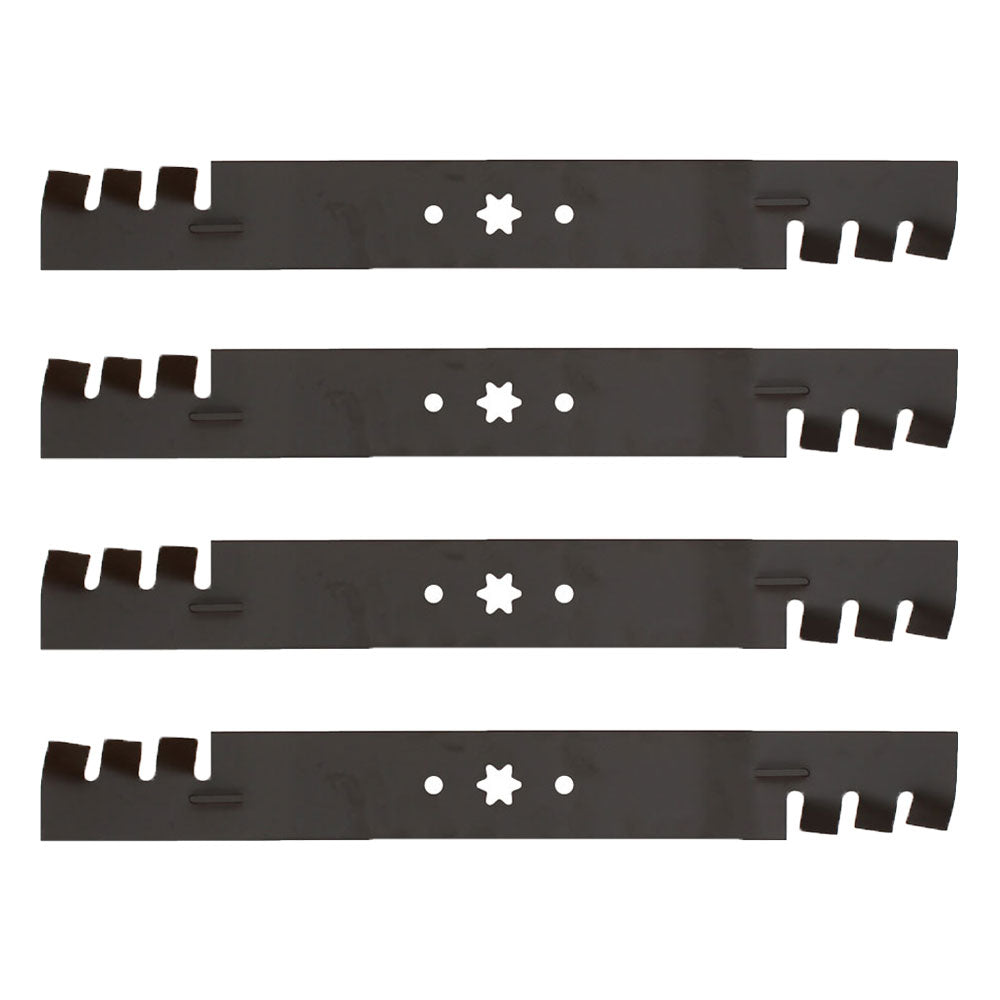 (4) Replacement 21-3/16" X 6 Point Star Mulching Blades- Toothed Fits MTD Mowers