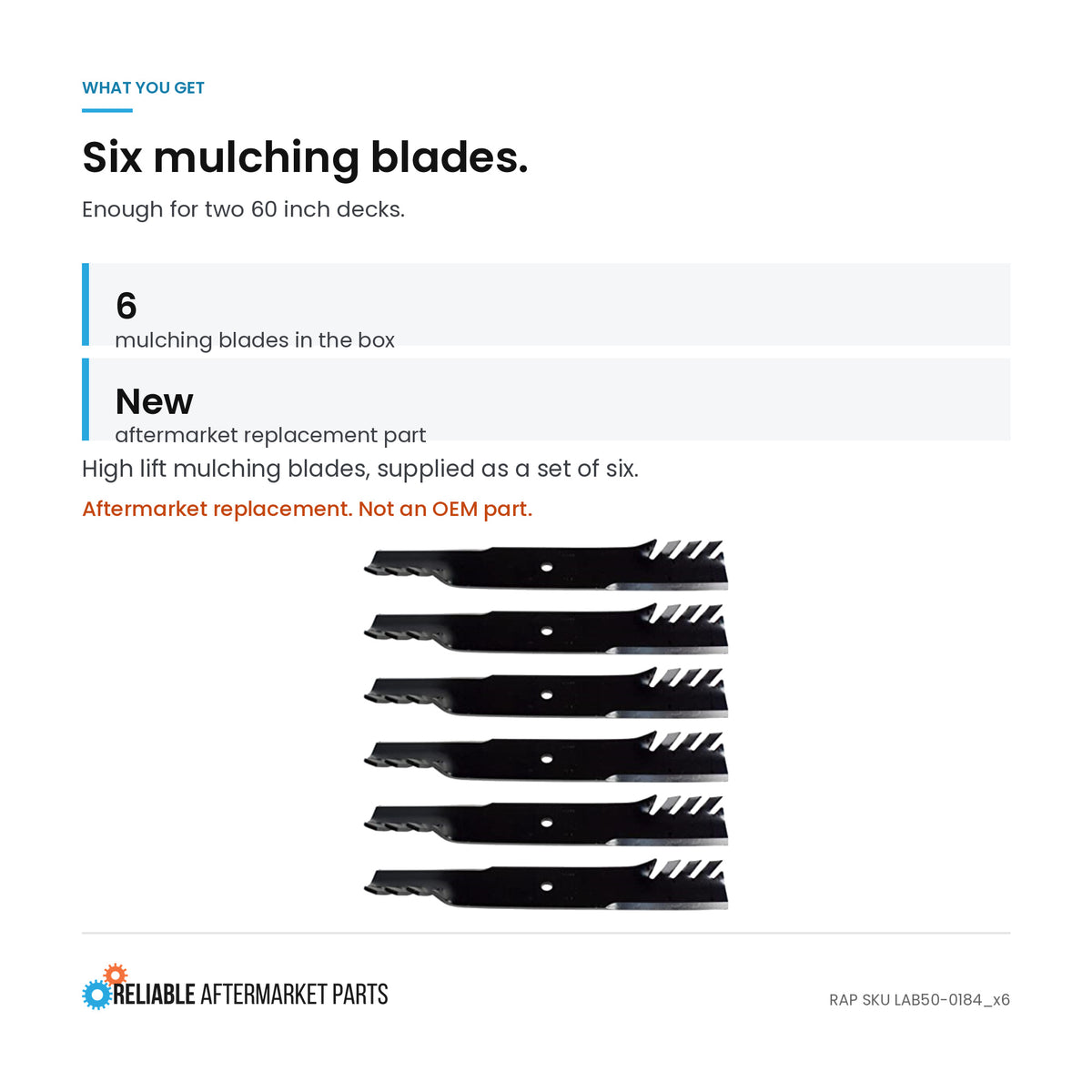Qty 6: Mulching Blades Fits Hustler Replaces 602771