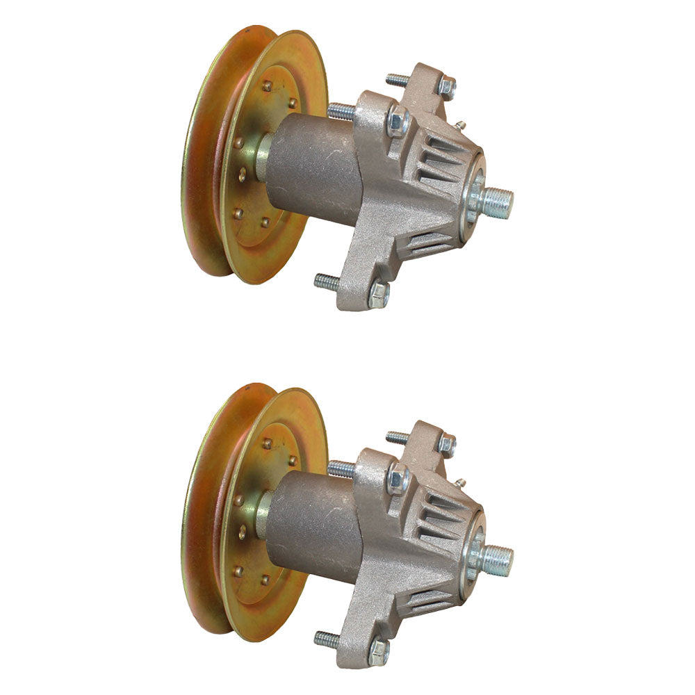 Qty 2: Spindle Assembly with Pulley
 Fits MTD Replaces 618-04474
