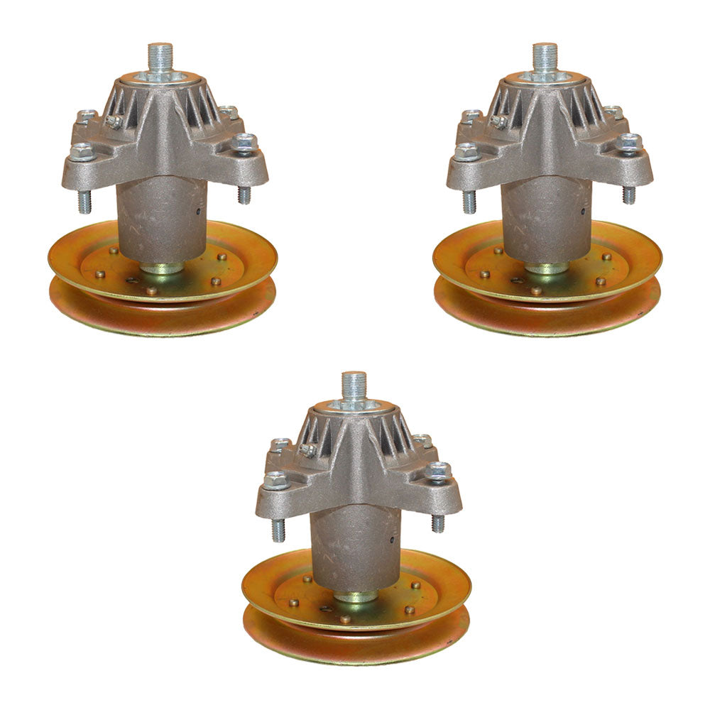 Qty 3: Spindle Assembly with Pulley
 Fits Yard Machine Replaces 618-04474