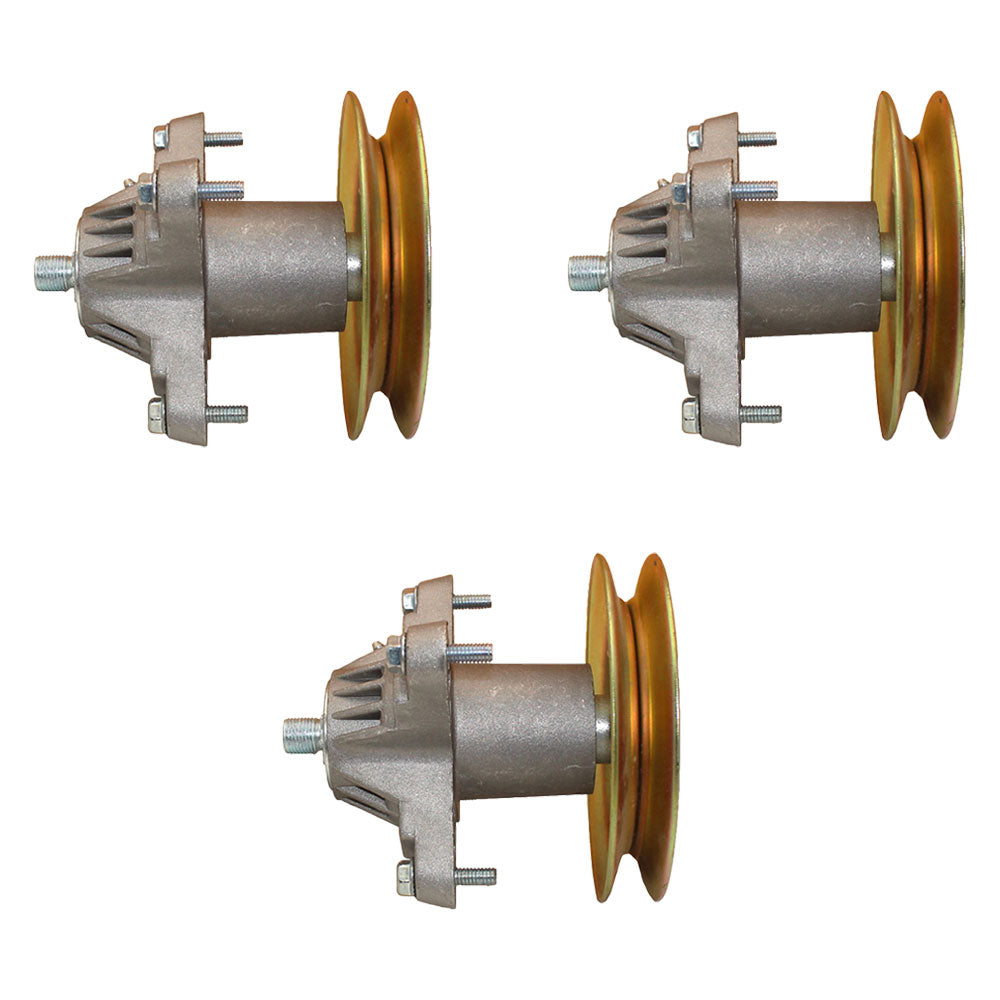 Qty 3: Spindle Assembly with Pulley
 Fits MTD Replaces 618-04474