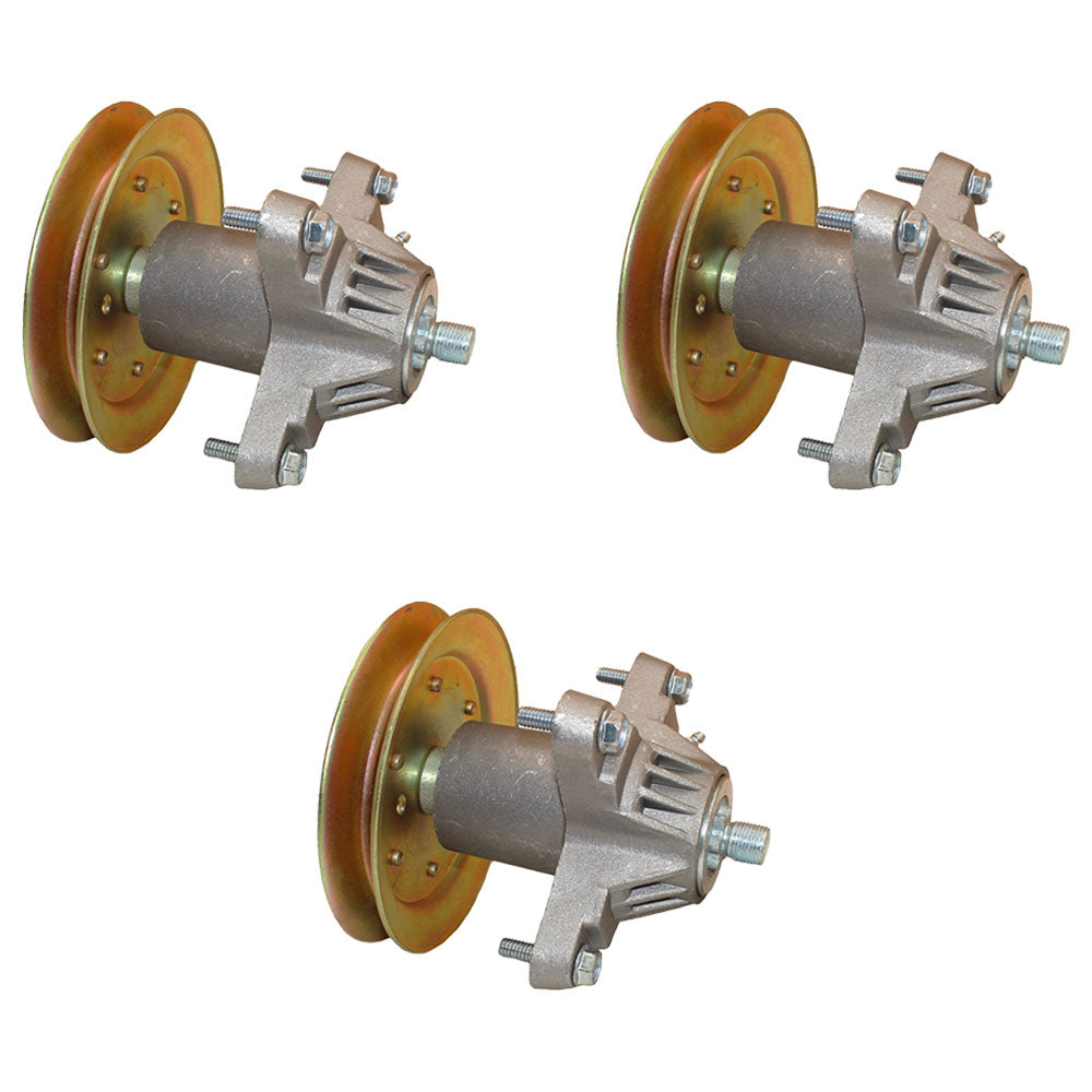 Qty 3: Spindle Assembly with Pulley
 Fits Yard Machine Replaces 618-04474