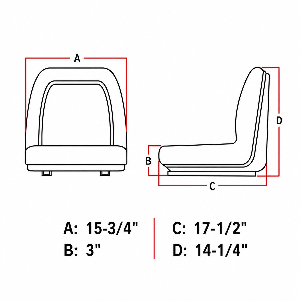Black Seat with Slide Tracks Fits John Deere Replaces 3106006M91-1