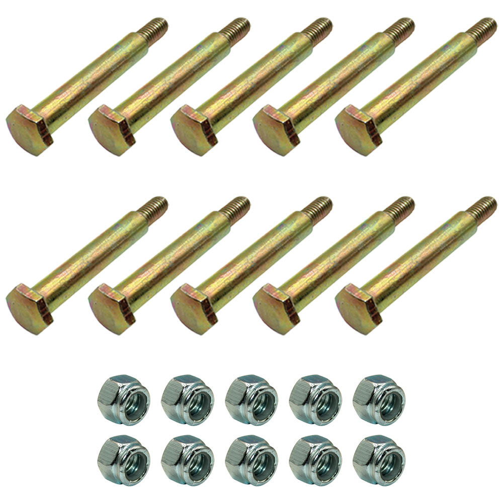 Ten Deck Wheel Shoulder Bolts and Lock Nuts Fits John Deere M84691 Lawn Mowers