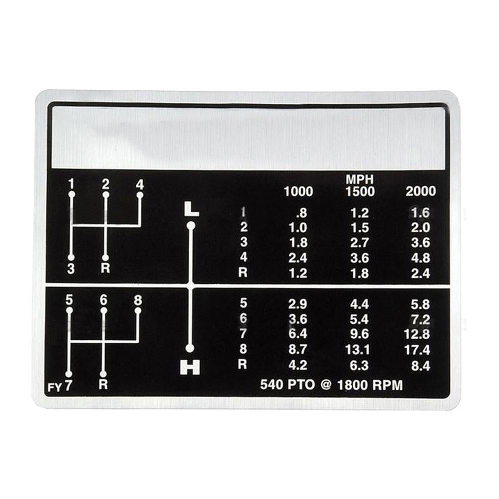 C5NN7B292F Shift Pattern Decal Fits Ford/New Holland 2000 231 2600 3000
