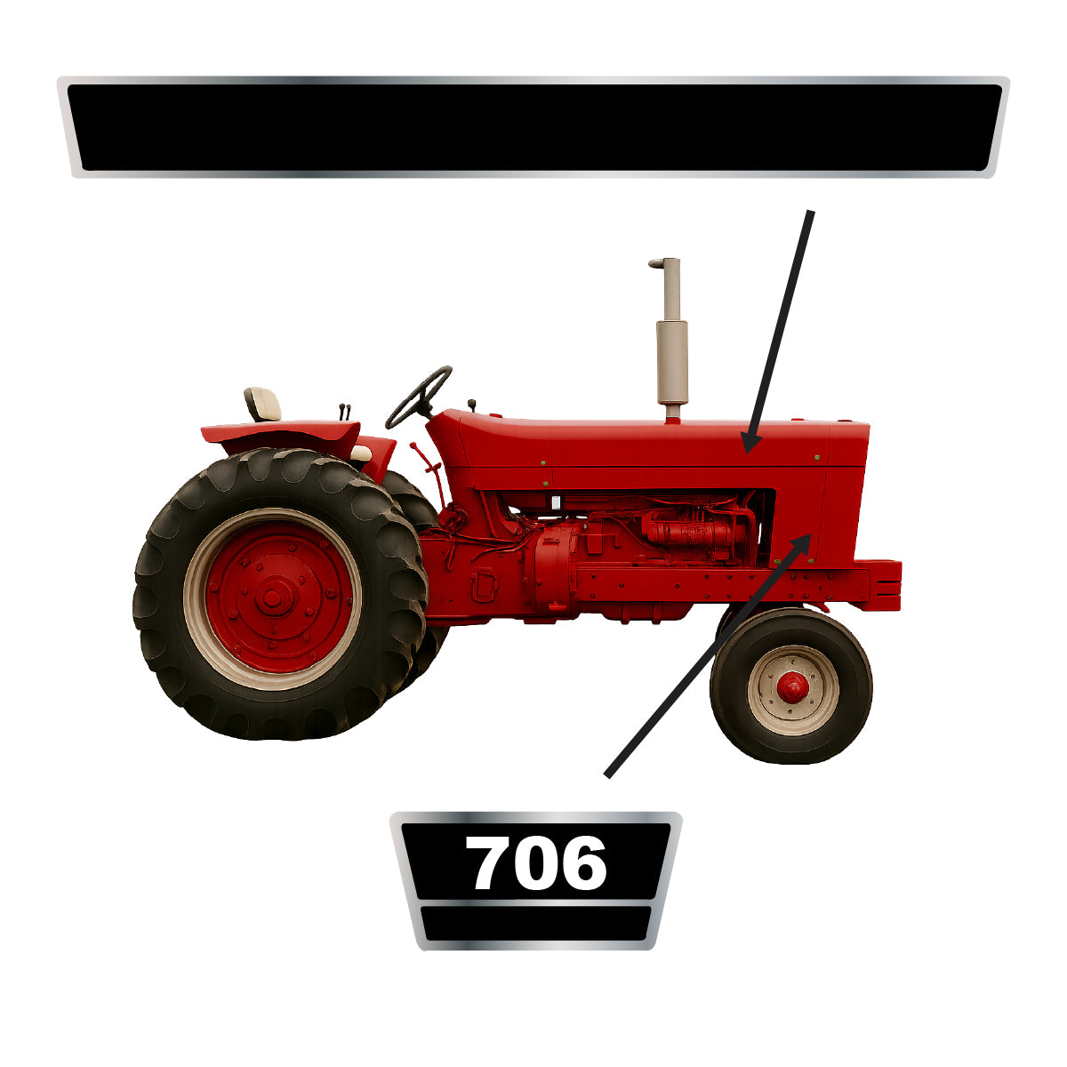 Hood Decal Set Fits Case-IH/Fits FARMALL Model 706 Replaces HKIH706