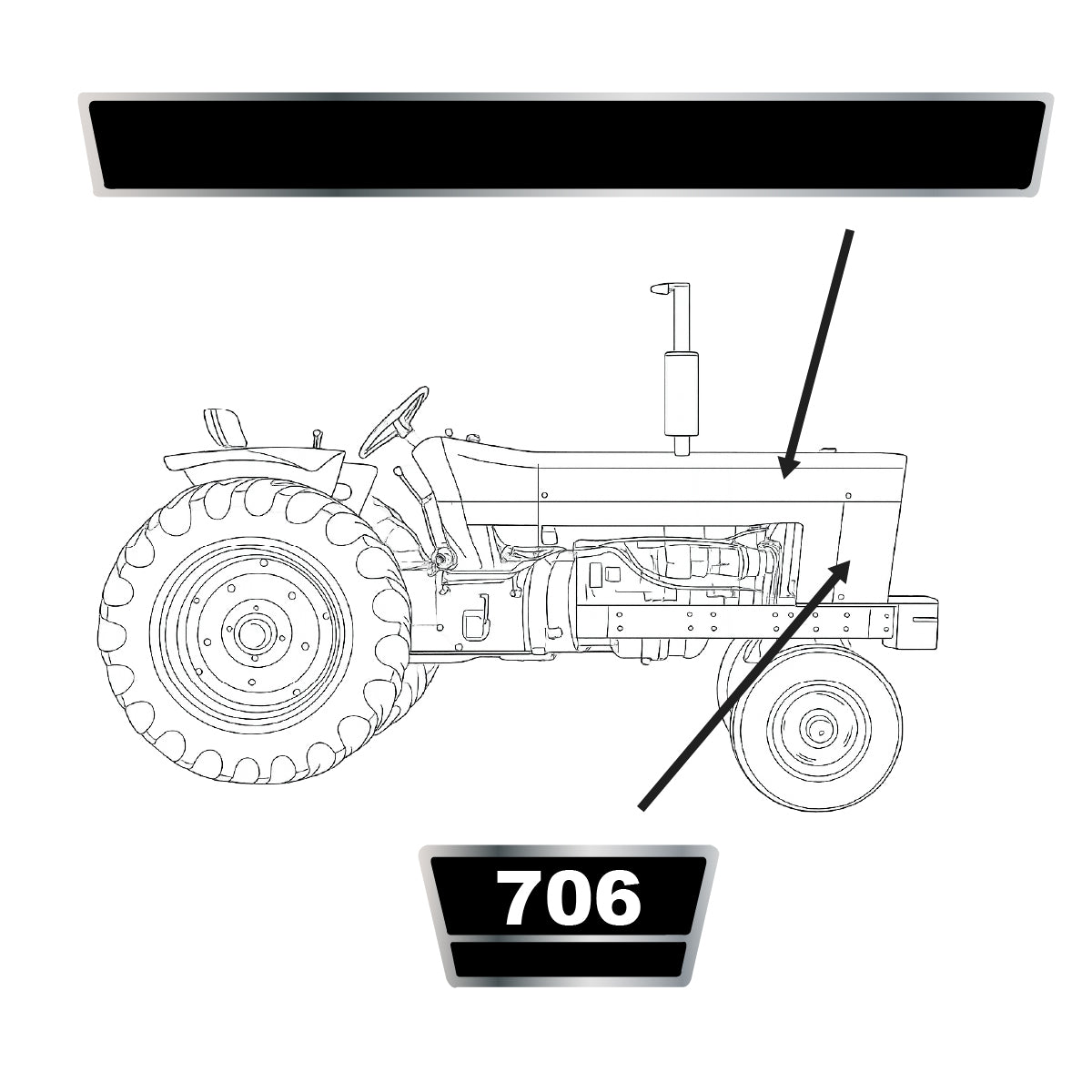 Hood Decal Set Fits Case-IH/Fits FARMALL Model 706 Replaces HKIH706