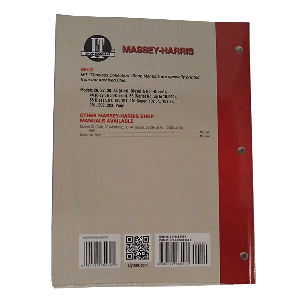 MH2 I&T Shop Manual Fits Massey Harris 20 Pony 30 22 101 44