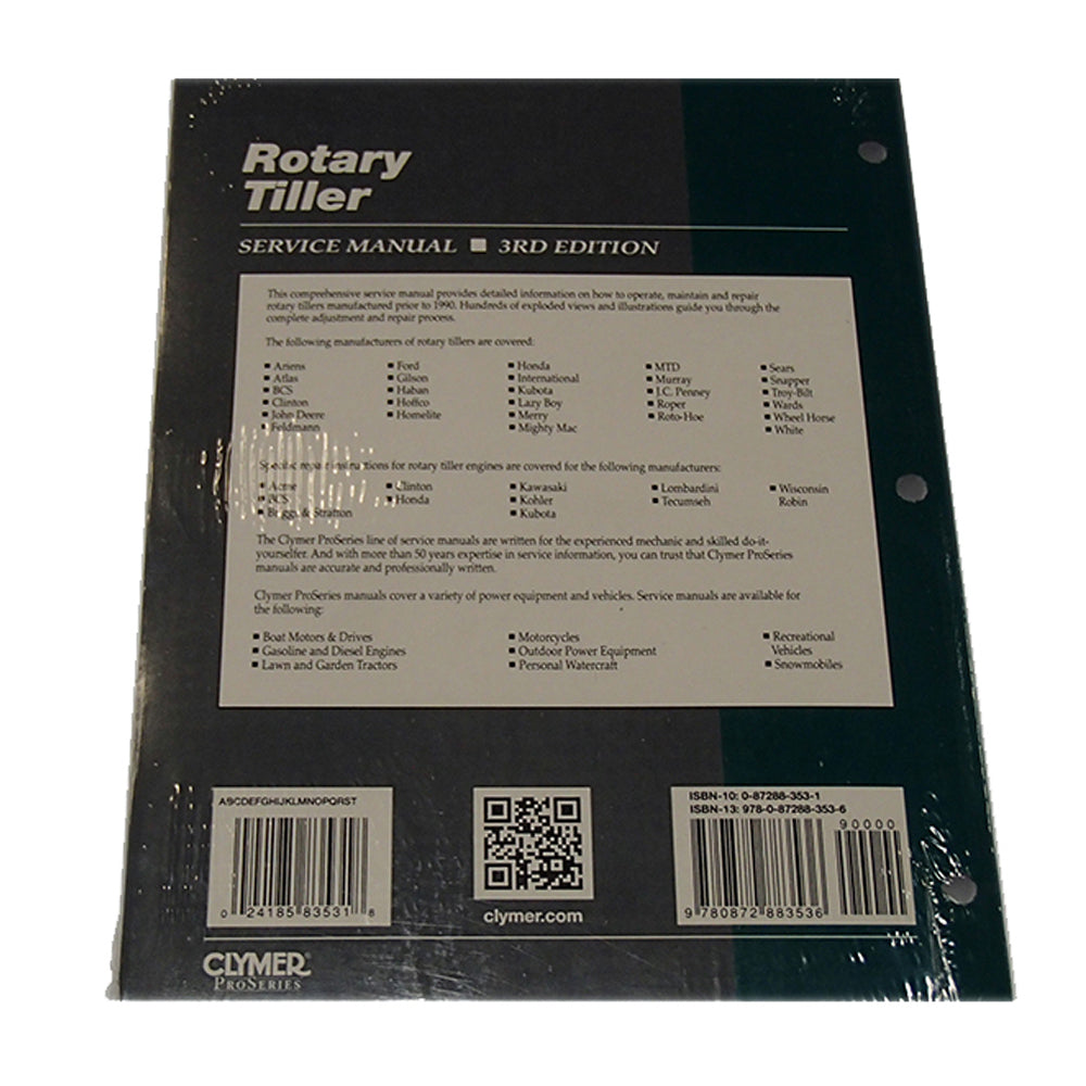 RTS3 Clymer ProSeries Rotary Tiller Service Manual 3rd Edition