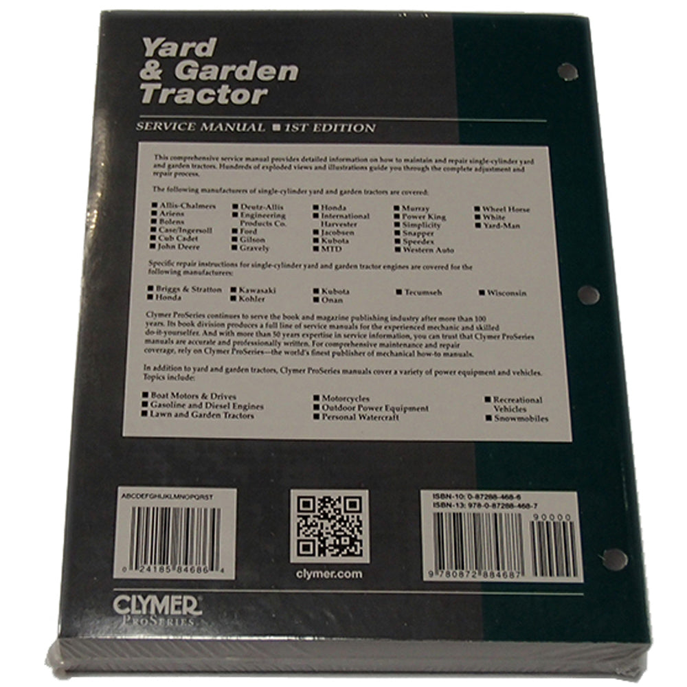 YGT11 Replaces Clymer Proseries Service Manual For Yard Garden Tractor Volume 1