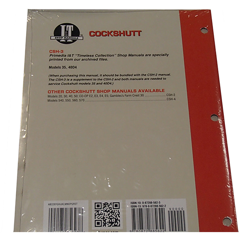 I&T Shop Service Manual CSH-3 For Cockshutt 35 (40 Diesel) Golden Eagle
