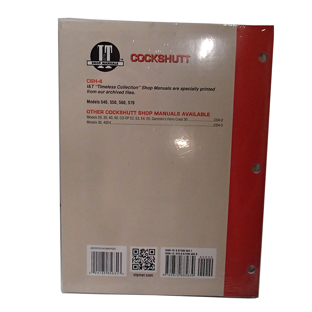 Shop Manual I&T CSH-4 For Cockshutt Covers 540 550 560 570 Tractor