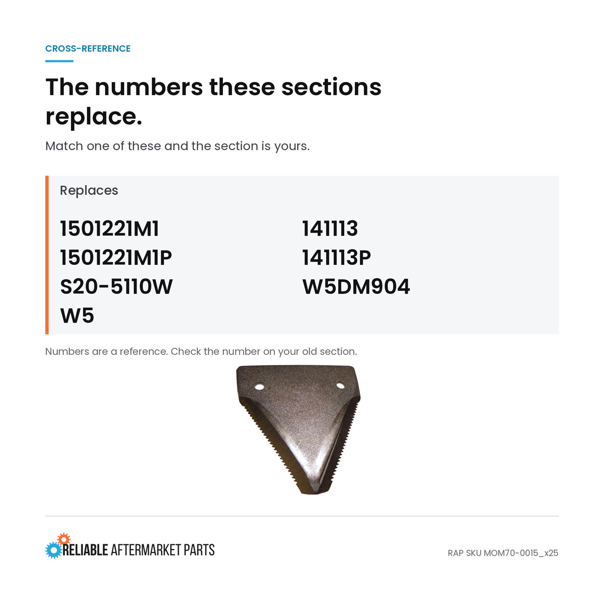 084AC Qty 25: 14ga Under Serrated Black Sickle Section Fits Allis Chalmers