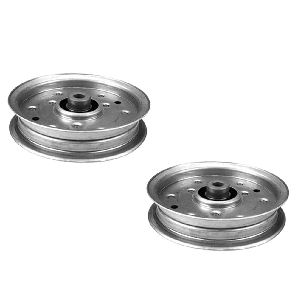 753-08068 Qty 2: Flat Idler Pulley (Silver Zinc Coated)
 Fits Cub Cadet 42" 46"