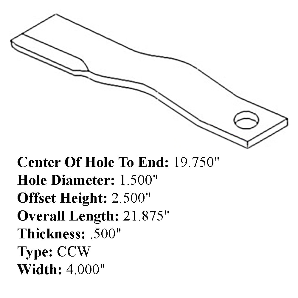 CCW Suction Rotary Cutter Blade Fits John Deere  1008, 1018, 1508, 1517, 1518