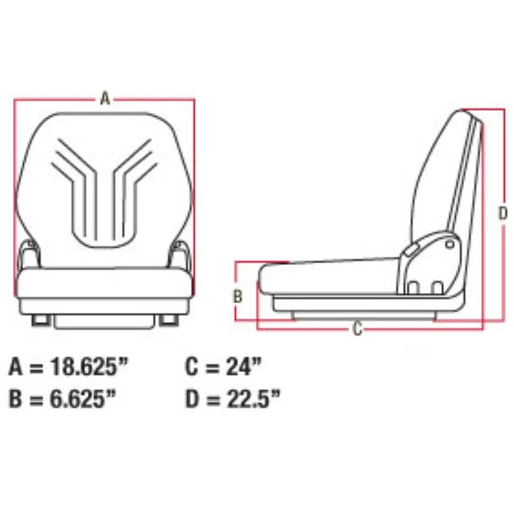 Universal Fit Black Vinyl Grammer Seat Assembly Fits Bad Boy 4800 PUP 5200