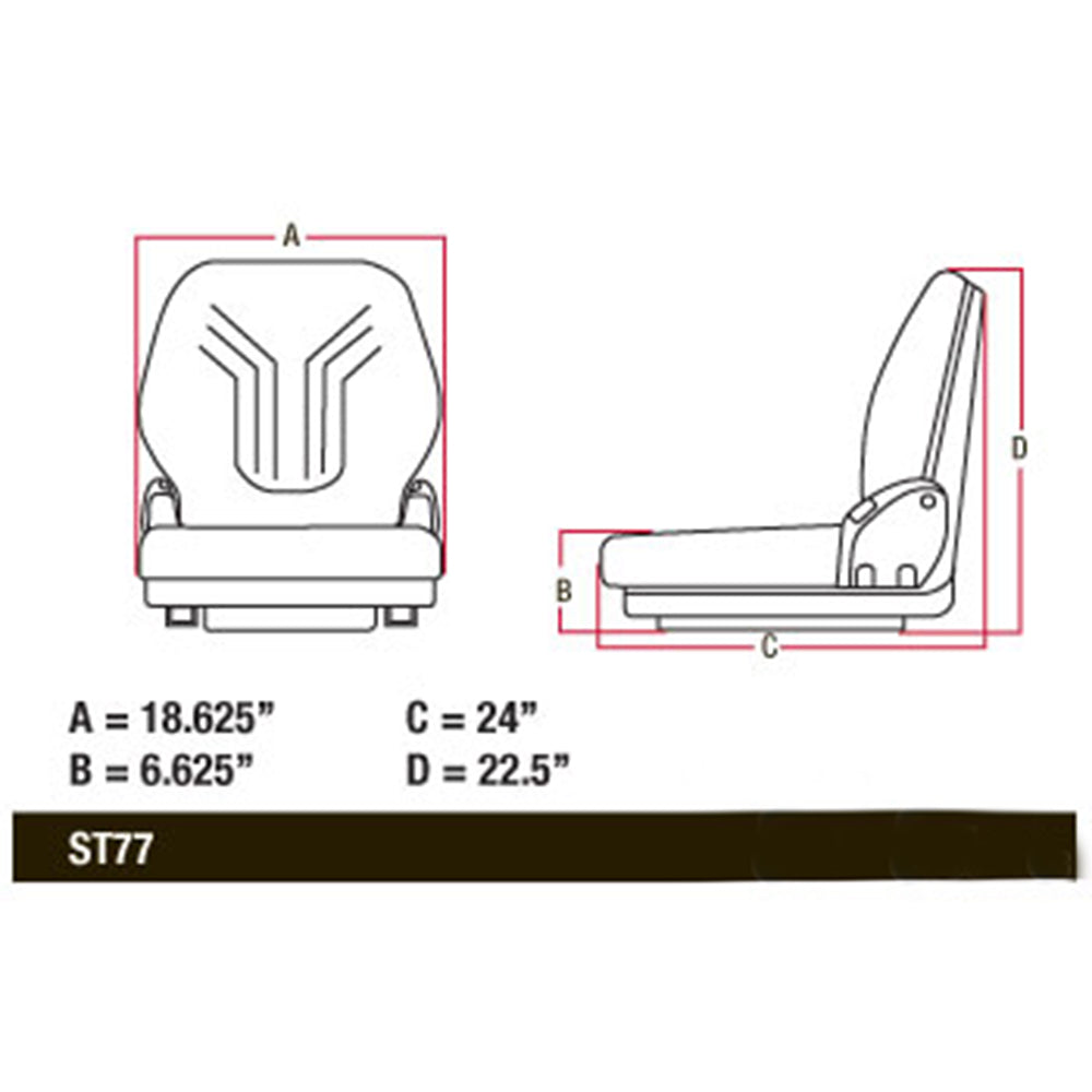 Black Vinyl Seat for Universal Fit uses Part # MSG75GBLV