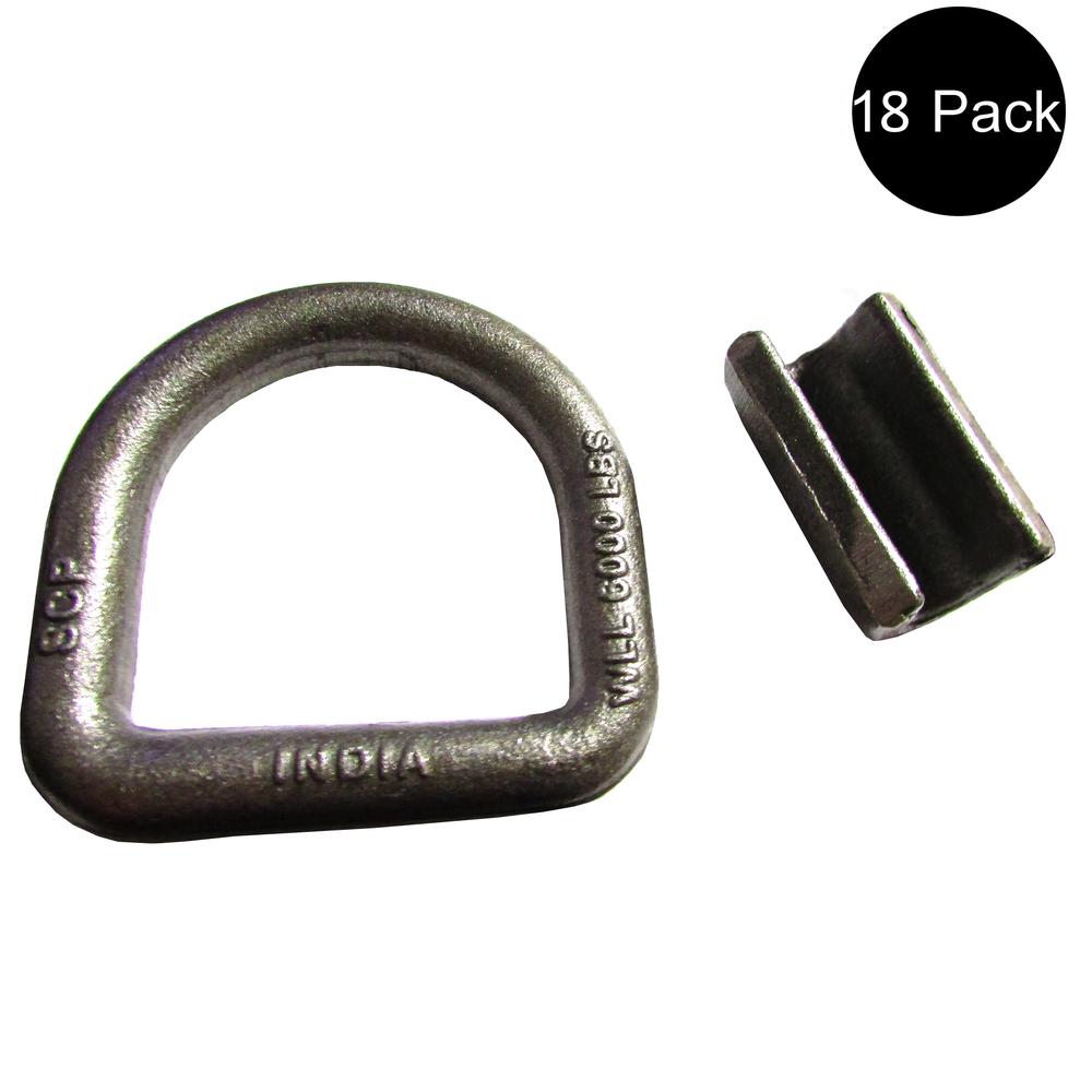 (18) 5/8" Weld-On D-Rings Flatbed Truck Trailer Rope Straps Tie-Down Chain Ring