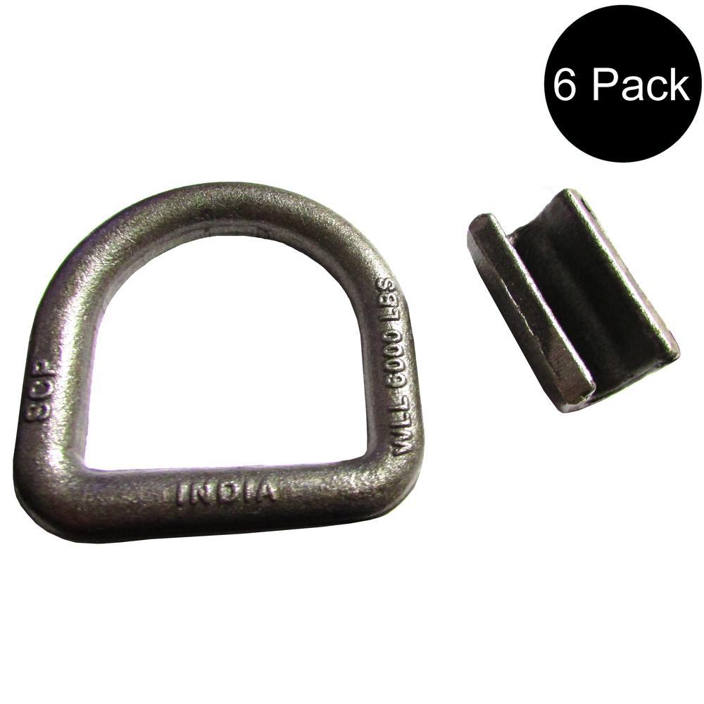Set of 6 Weld-On 5/8" Forged D-Rings for Trailer/Truck Tie-Down