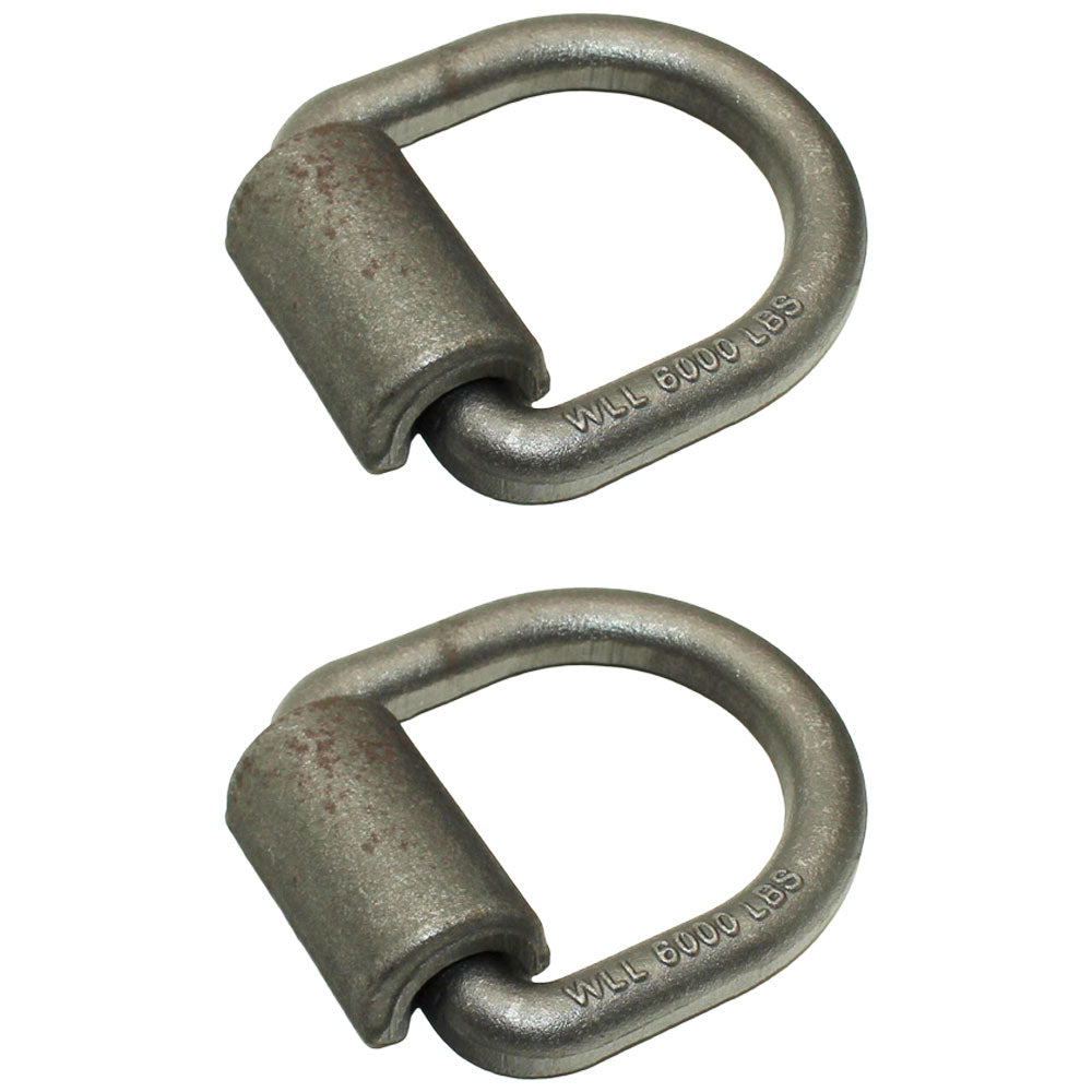(2) 5/8" D-Ring Weld-On Safety Chain/Rope/Strap/Tie-Down Anchor Flatbed Truck
