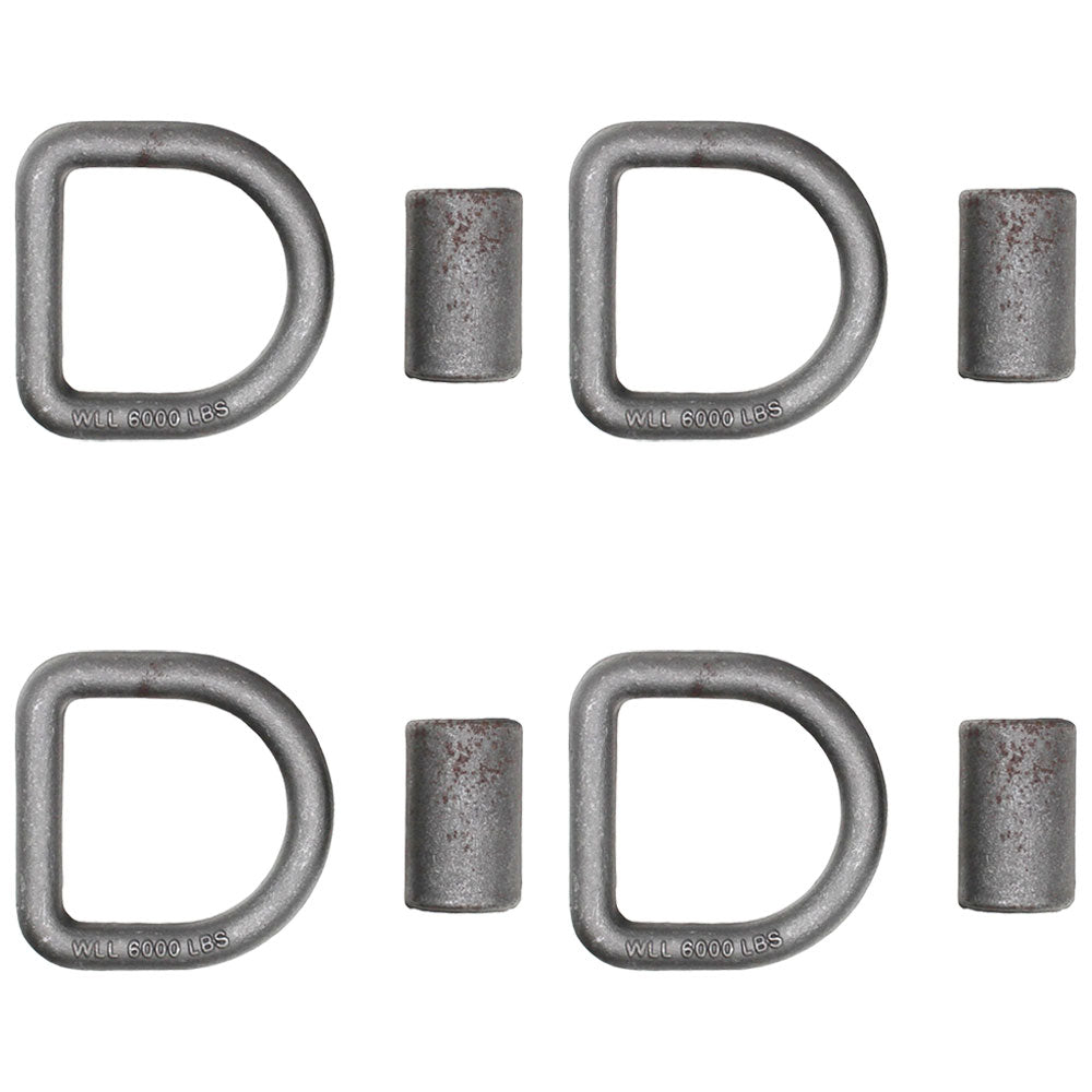 (4 pk) 5/8" Weld On D-Ring 4x4 Recovery Tow Truck Equipment Trailer 18K Rating