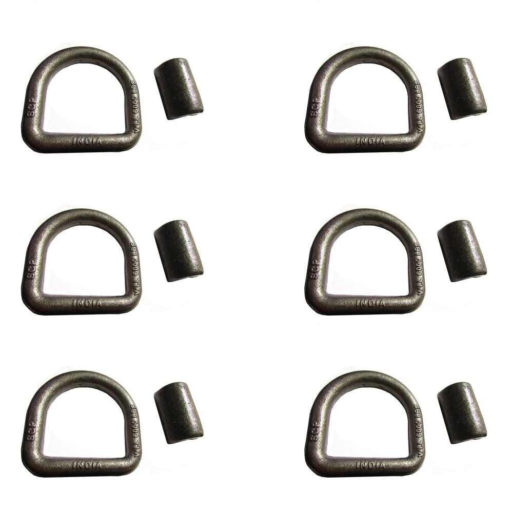 Set of 6 Weld-On 5/8" Forged D-Rings for Trailer/Truck Tie-Down