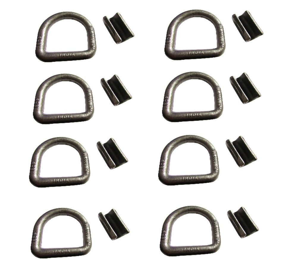 8 Pack 5/8" Heavy Duty Weld-On Forged D-Ring 18,000 Lbs