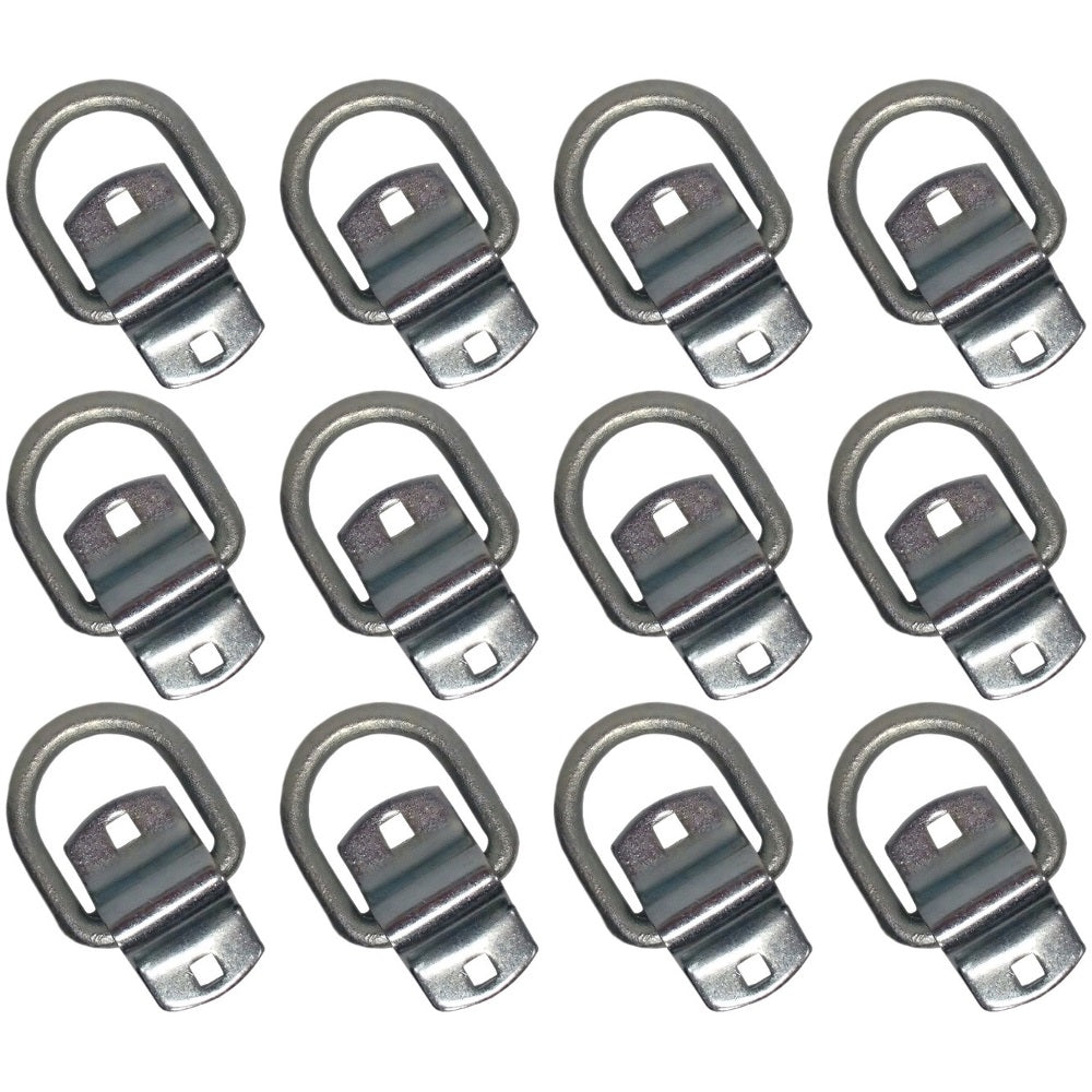 12 Bolt On D Ring 1/2" Flatbed Truck Car Trailer Tie Down Strap Chain Rope Rings
