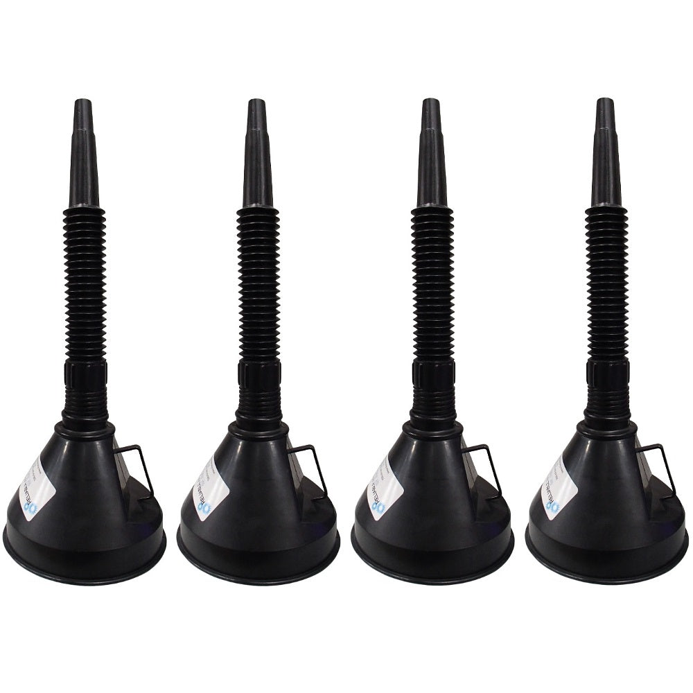 FOUR  6" Diameter Funnels with Inside Screen and Bendable & Detachable Hose