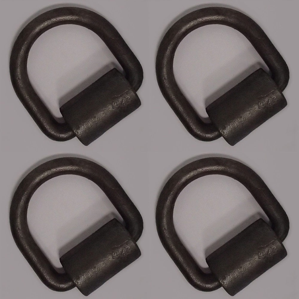 (4) 1/2" D Ring Weld-On Flatbed Truck Trailer Ratchet Strap Cargo Tie Down Ring