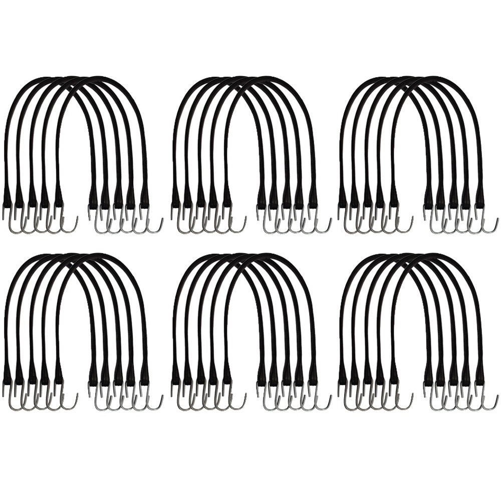 (30) 21" Rubber Tarp Straps Black Heavy Duty w/ Hooks Natural Fasten Bungee Cord