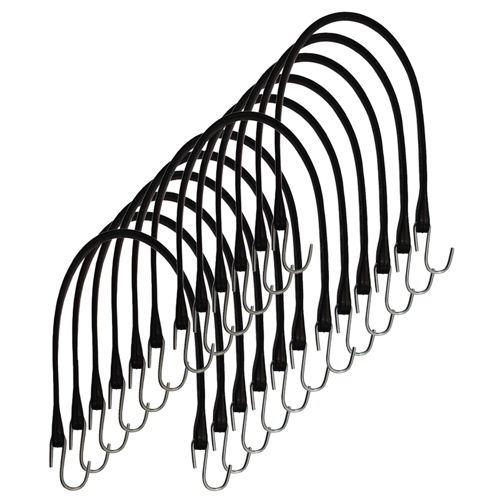 21" Natural Rubber 12pc Bungee Stretch Straps with S-Hook Truck Tie Down Tarps