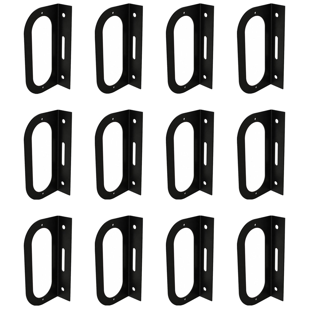 (12) Black 6" Inch Oval Brake Light Mounting Brackets for Truck RVs Campers