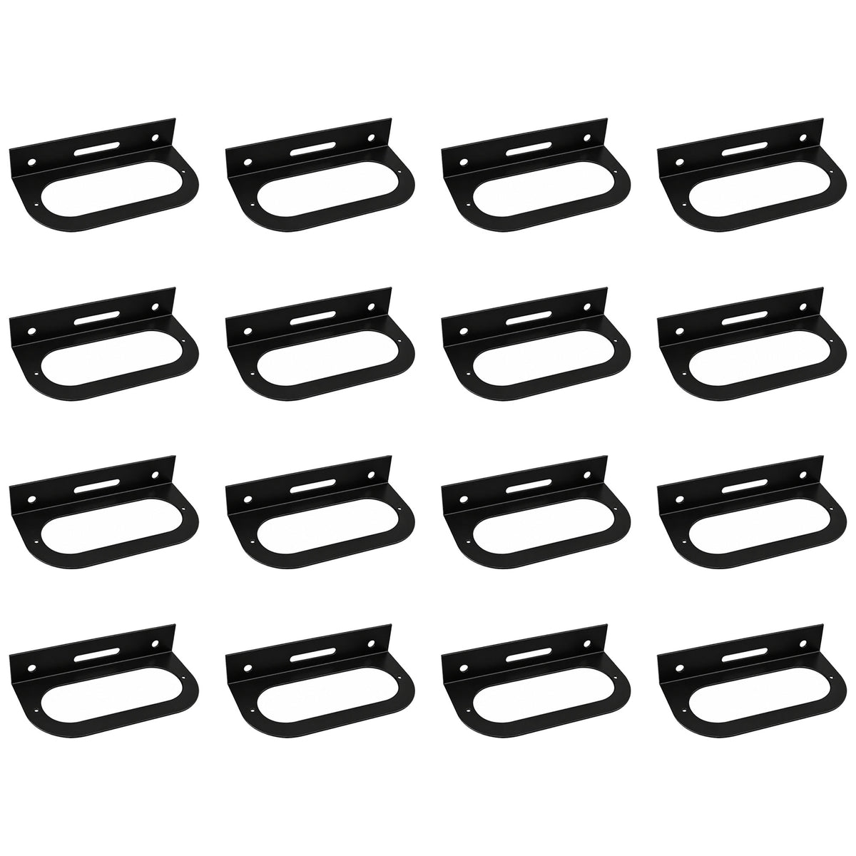 6 Inch Oval Light Mounting Bracket, Black Powder Coated Steel, 16 Pack