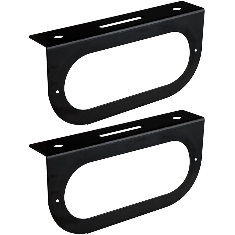 (2) Black Mounting Bracket for 6" Oval Light Powder Coated Trailer RV Optronics