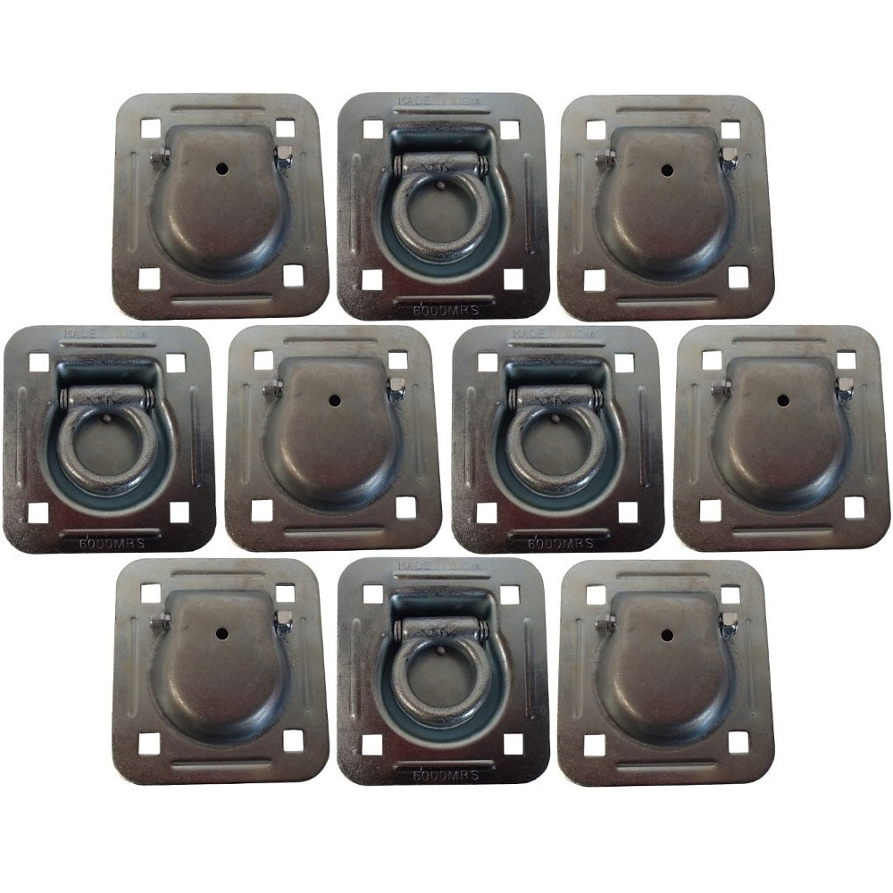 10 Square Recessed D-Ring - 1-1/2" Bolt-on 6000 lbs MBS For Trailer Flatbed