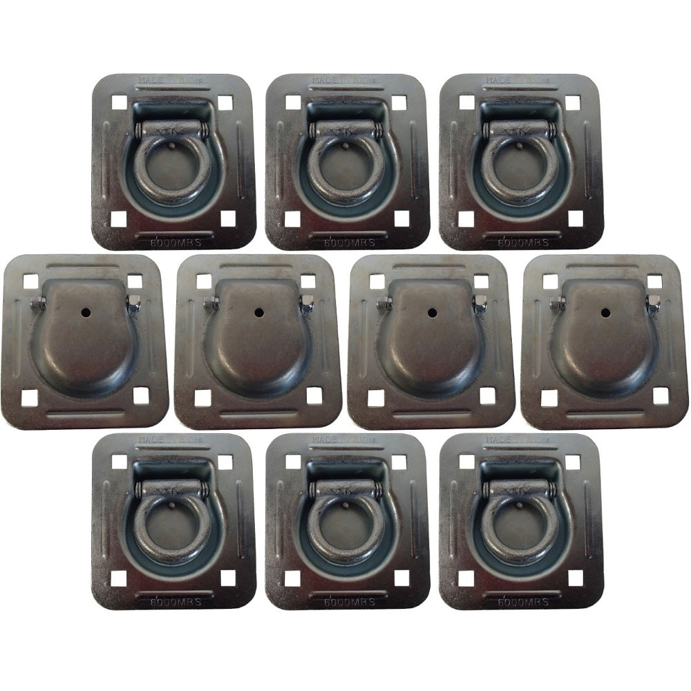 10 Square Recessed D-Ring - 1-1/2" Bolt-on 6000 lbs MBS For Trailer Flatbed