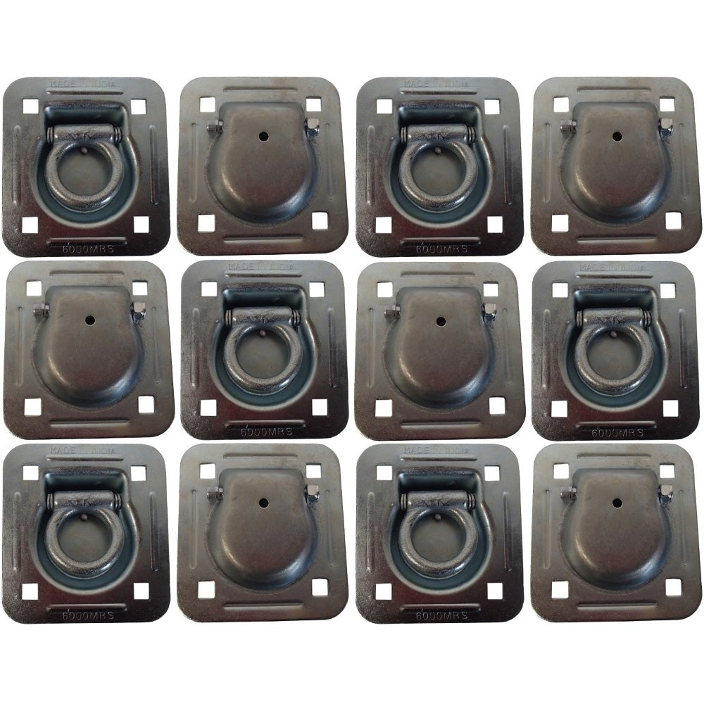 12 Flush Mount Recessed Ring Trailer Cargo Tie Down Control D-Rings 6000 lbs
