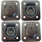 4 Pack Chain Rope Tie Down Trailer 4-Bolt Steel Recessed D-Ring 6000# MBS Rated