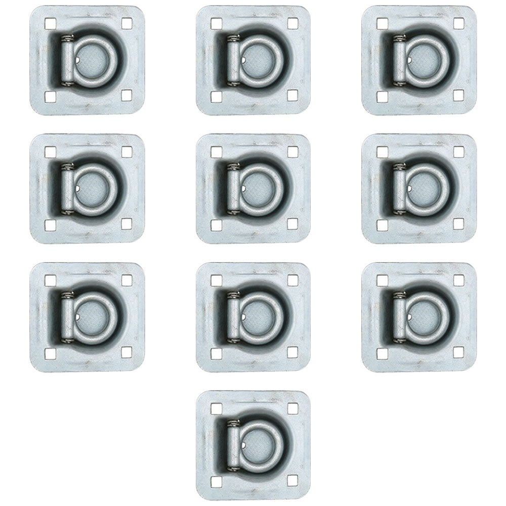 10 Square Recessed D-Ring - 1-1/2" Bolt-on 6000 lbs MBS For Trailer Flatbed