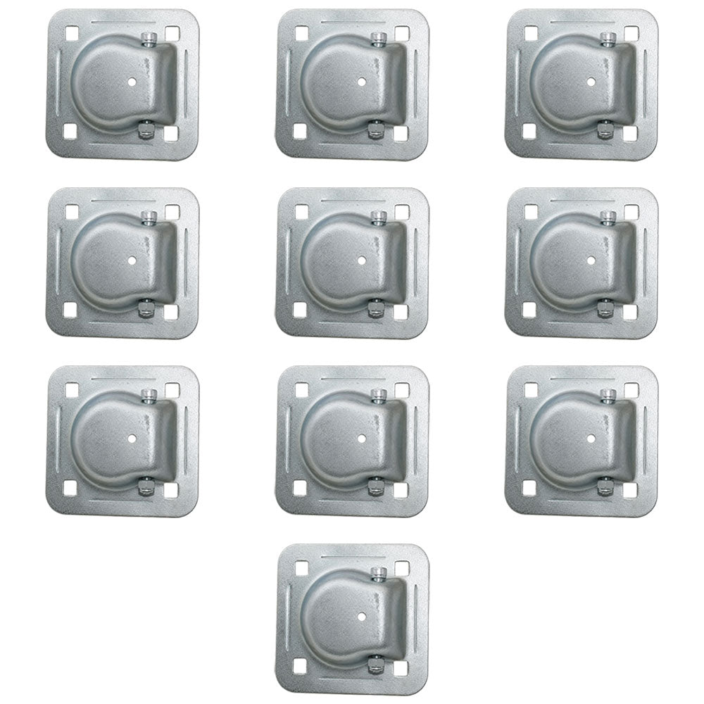 10 Square Recessed D-Ring - 1-1/2" Bolt-on 6000 lbs MBS For Trailer Flatbed