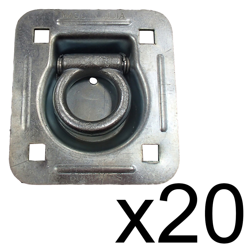 20 pk Flush Mount Recessed Ring Trailer Cargo Tie Down Control D-Rings 6000 lbs