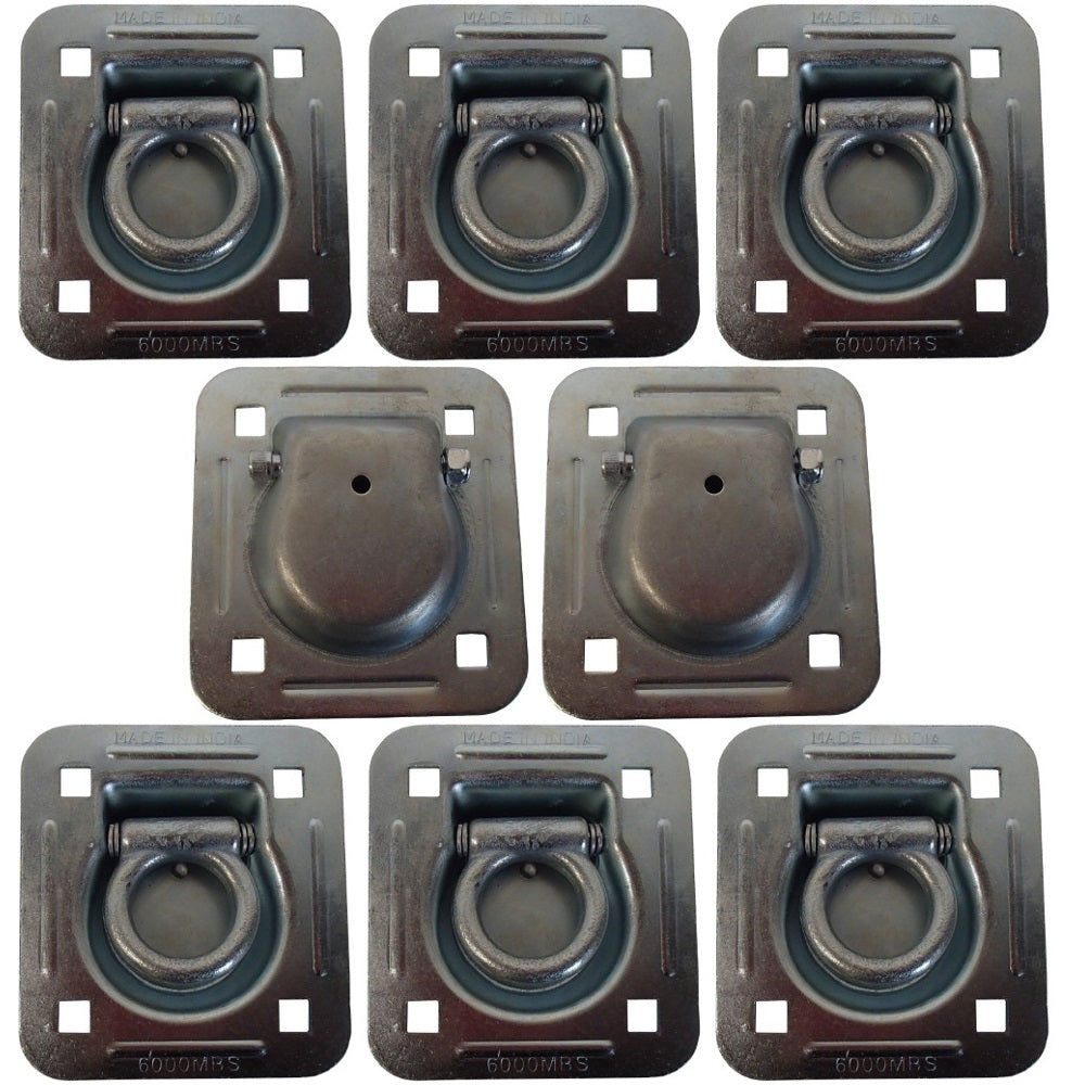 8 Pack Truck Trailer D-Ring 6,000 lb. Capacity Anchor Tie down Recessed D-Rings