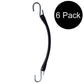 Six (6) 9" Heavy Duty Natural Black Rubber Tarp Straps (Bungee Cords) w/ Hooks