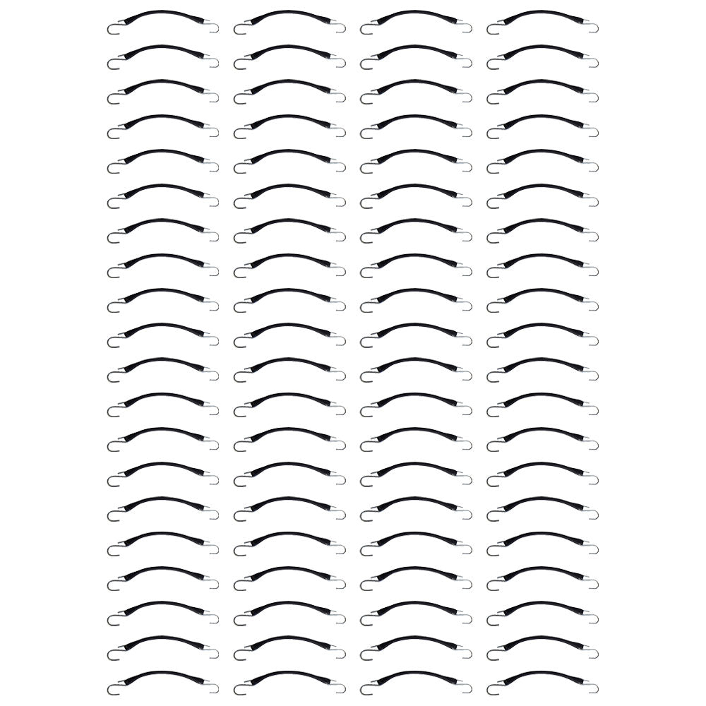 (80) 9" Heavy Duty Natural Black Rubber Tarp Straps (Bungee Cords) w/ Hooks